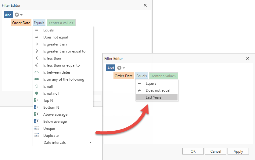 Filter Editor - Custom Operators