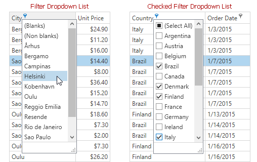 FilterDropdownLists