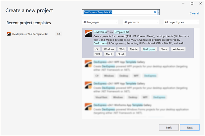 Visual Studio - Create a new project