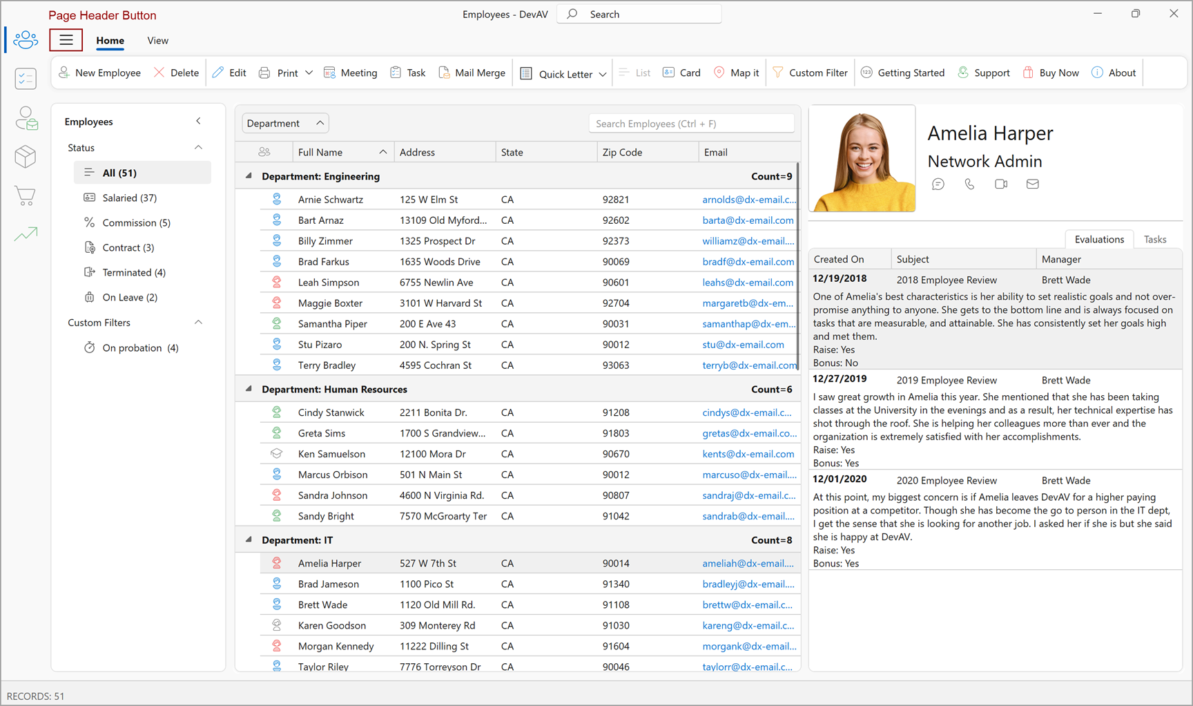 DevExpress Ribbon Control - Page Header Button