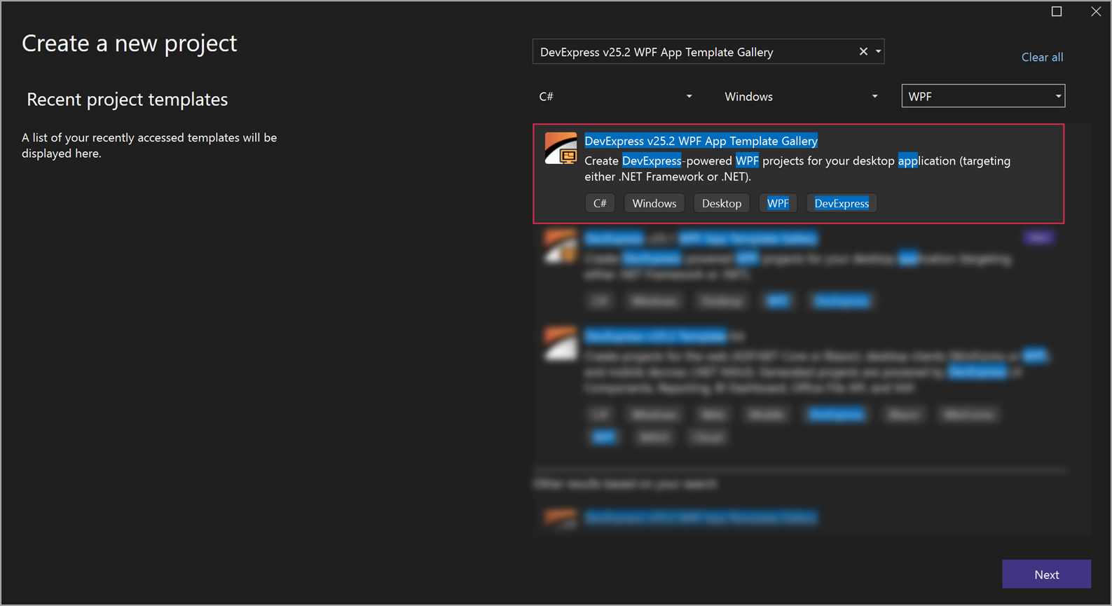 TemplateGallery - Create Project