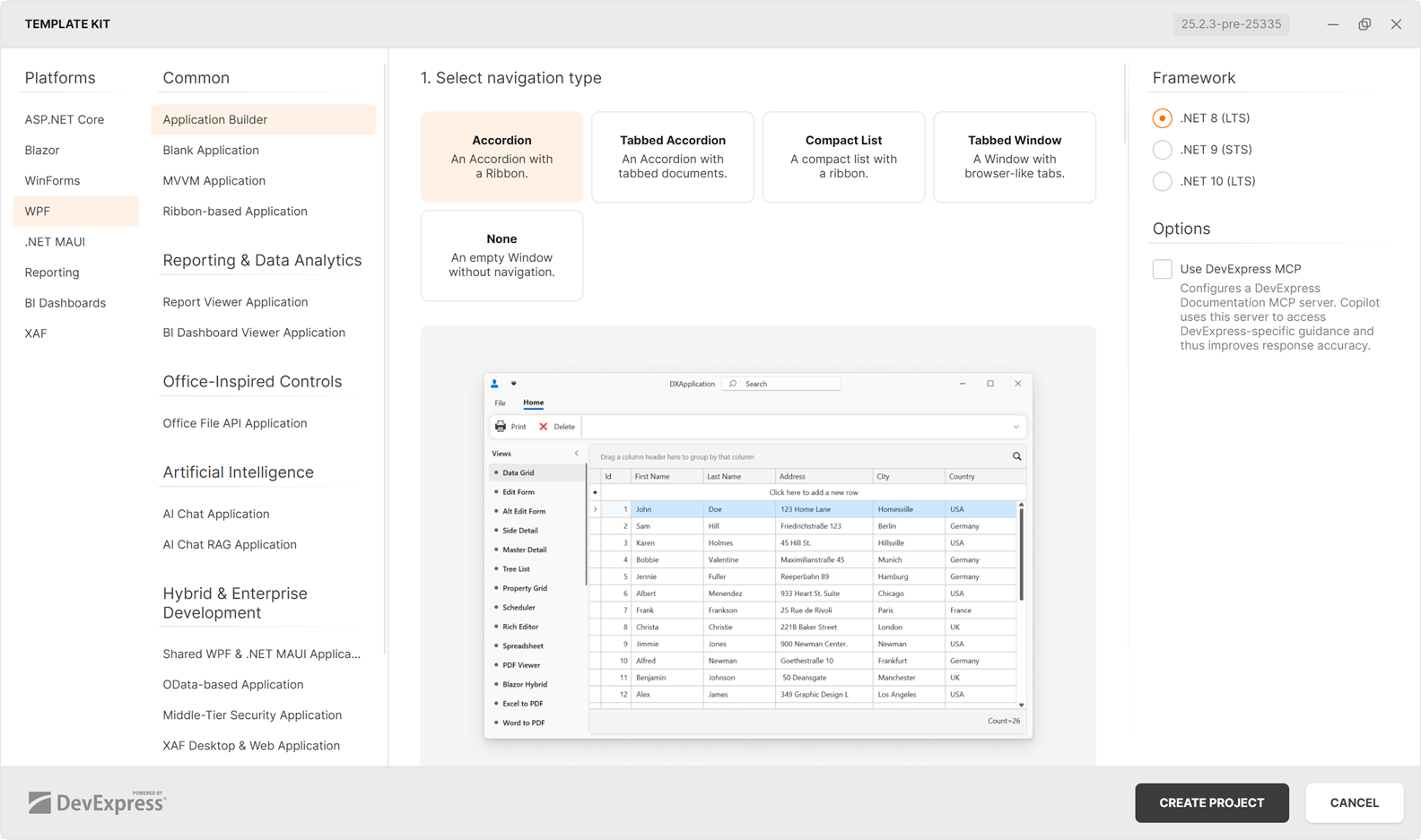 DevExpress Template Kit