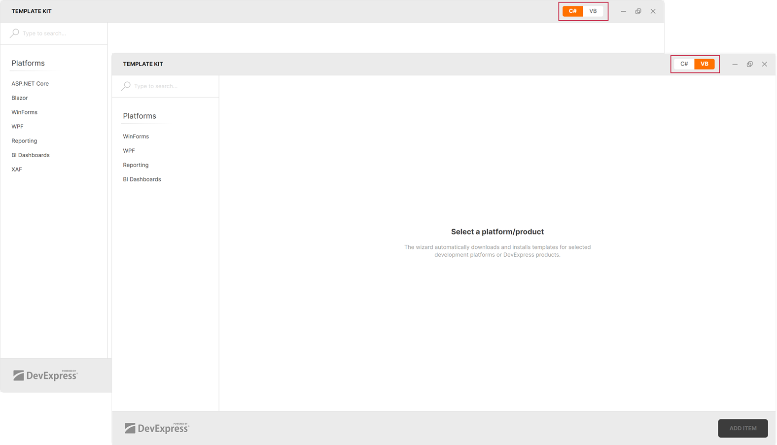 DevExpress Template Kit - Programming Language