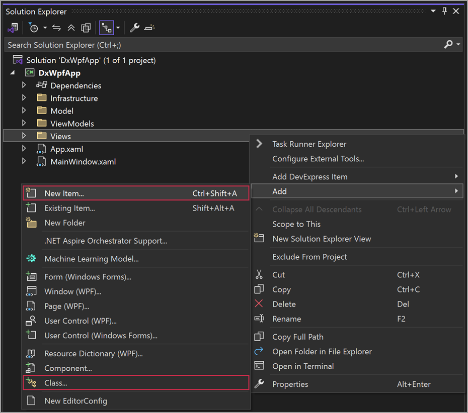 DevExpress Template Kit - Add Item Template