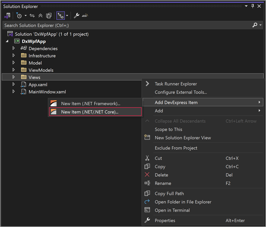 DevExpress Template Kit - Add Item Template