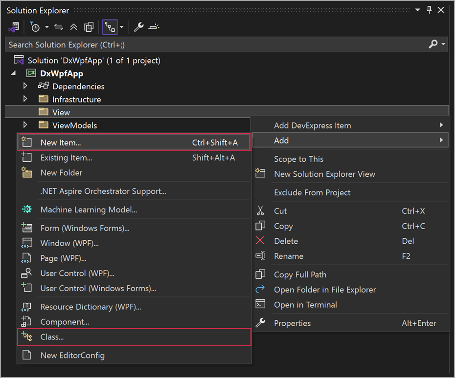 DevExpress Template Kit - Add Item Template