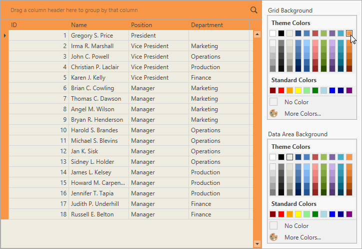 devexpress wpf gridcontrol treeview example