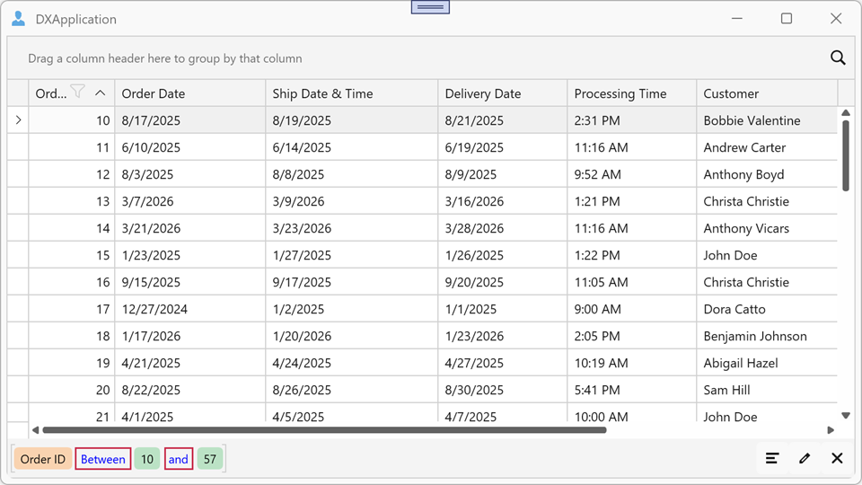 Filter Panel - Logical Operator Foreground