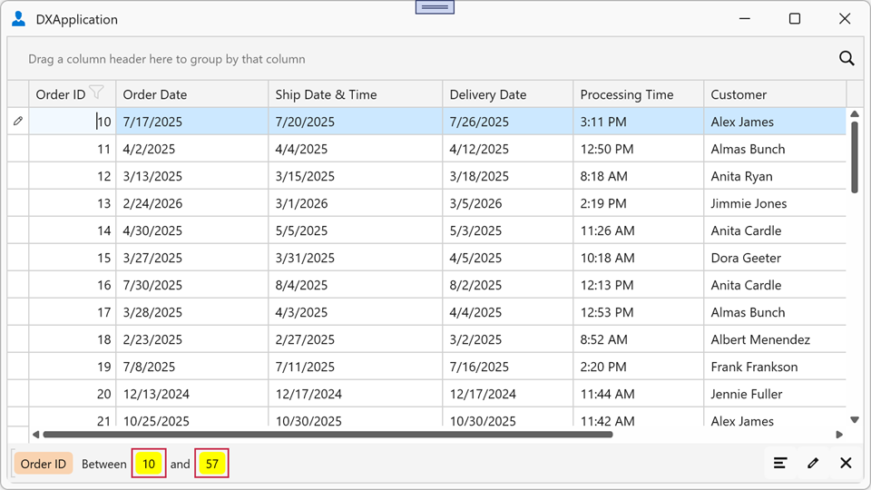 Filter Panel - Filter Value Background