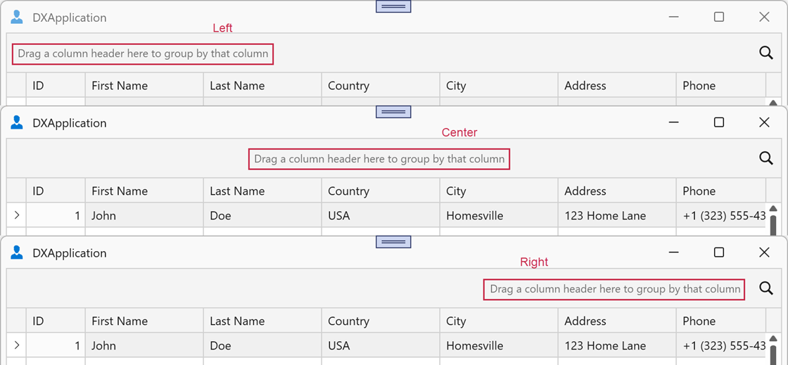 Group Panel Hint Alignment Values