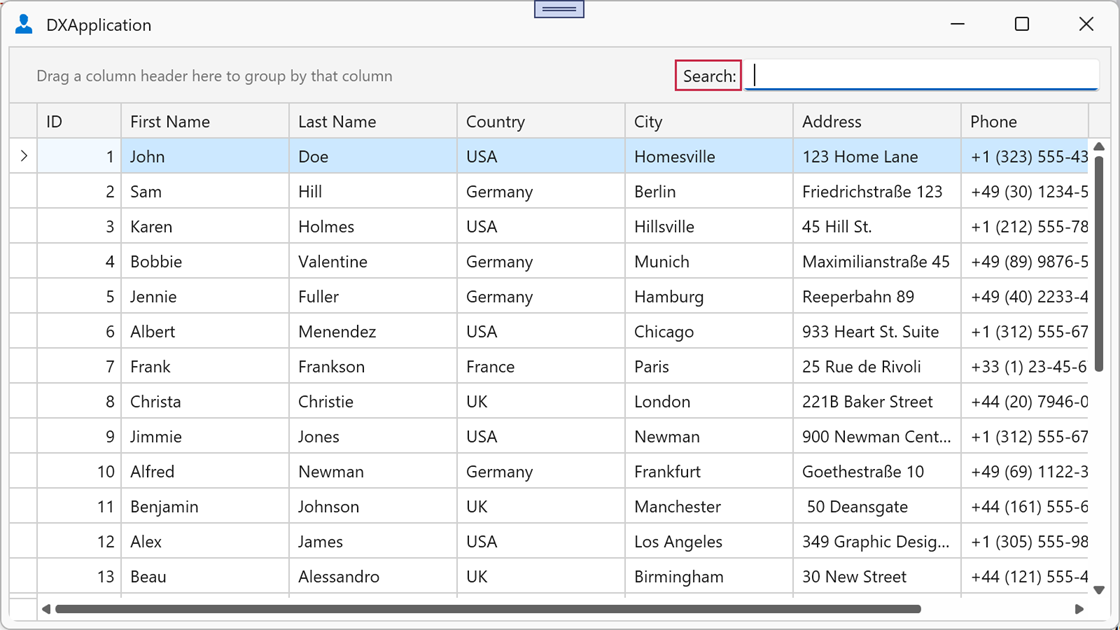 Search Panel Left Content