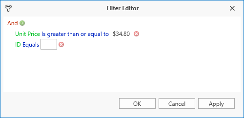 Legacy Filter Editor
