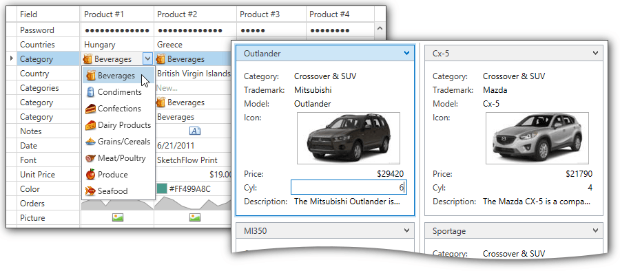 Inplace editors grid