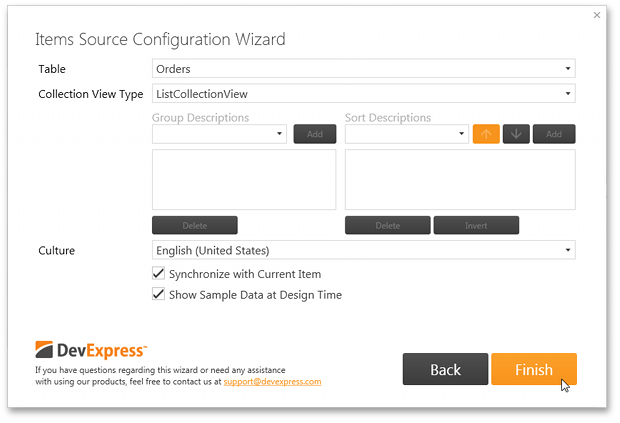 ItemsSourceConfigurationWizard_ADO_ICollectionView_Finish