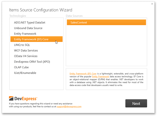 ItemsSourceWizard_EFCore_SelectTechnology