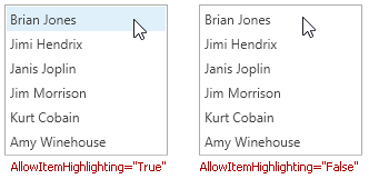 listbox AllowItemHighlighting
