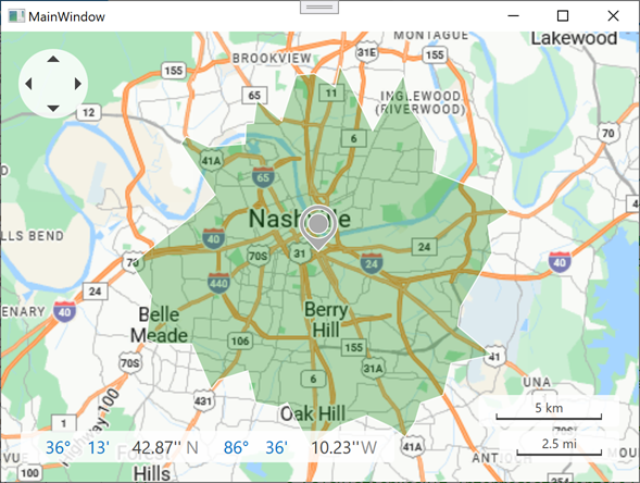 DevExpress MapControl for WPF - Route isochrone