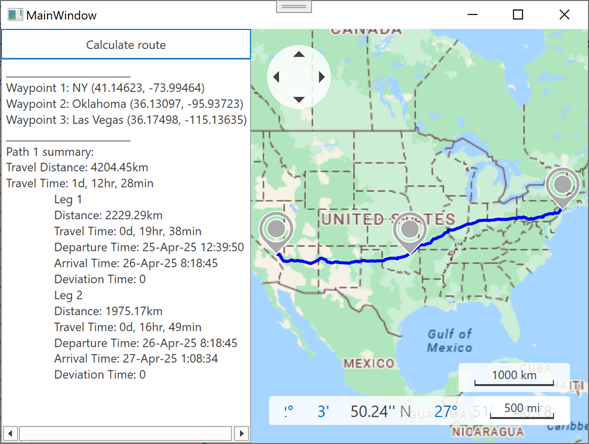 DevExpress Map Control for WPF - Get route info example