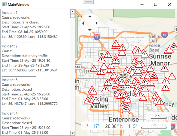 DevExpress MapControl for WPF - Traffic incident infos