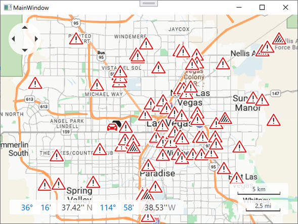 DevExpress MapControl for WPF - Traffic incidents