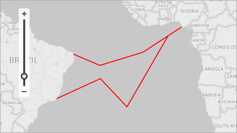 A map with two polylines