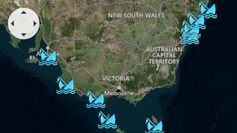 A map that shows shipwreck markers.