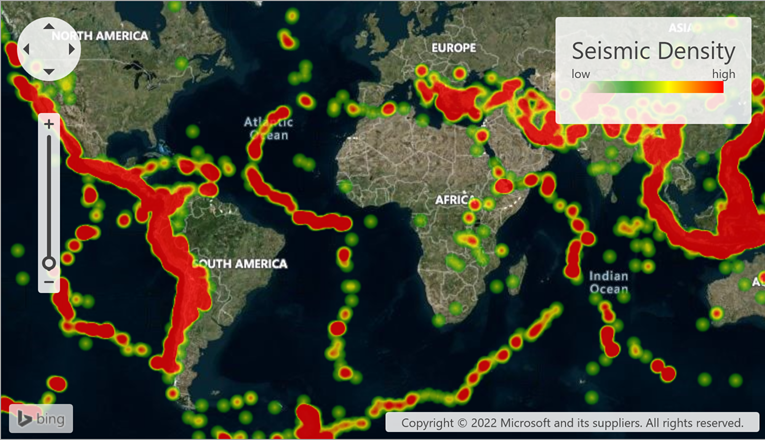 A heatmap is shown over a geographical map