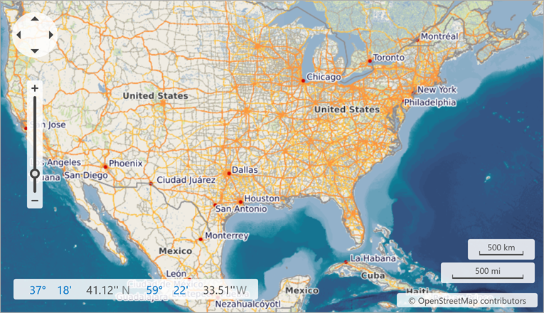 A geo map image loaded from a web map service