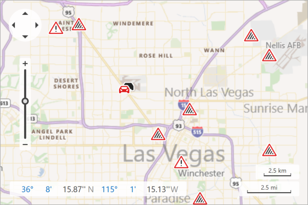 A map that displays traffic incidents.