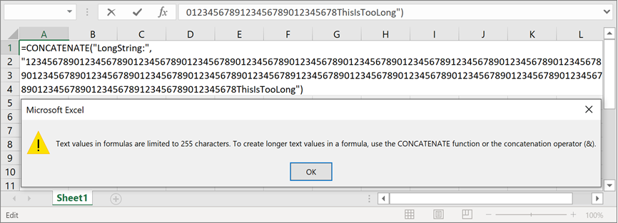 Microsoft Excel - Formula Error Message