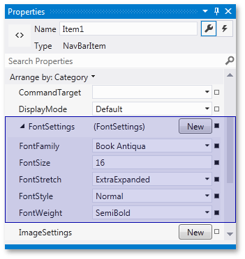 NavBar - Item - FontSettings