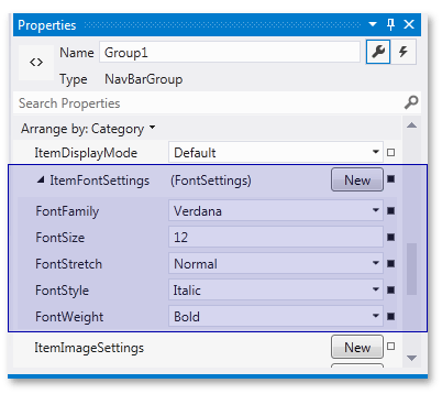 NavBar ItemFontSettings