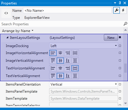 NavBarControl - View - ItemLayoutSettings