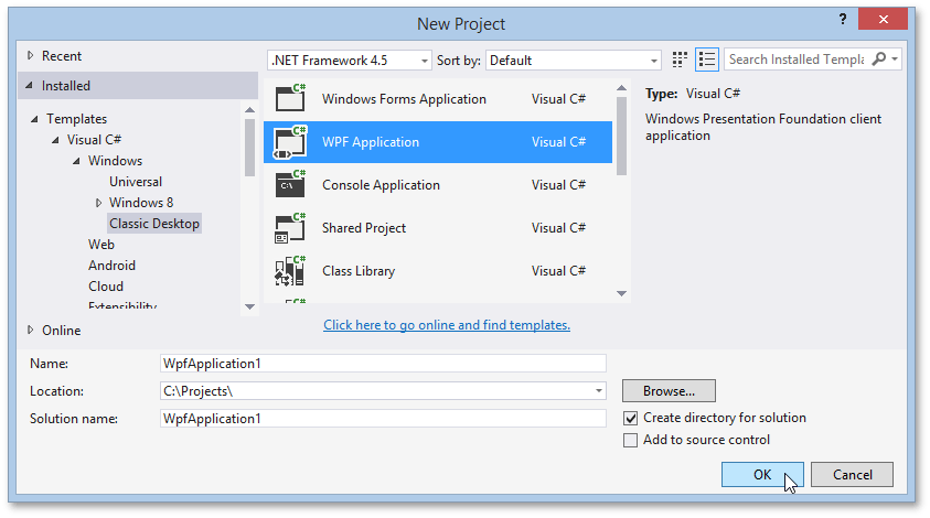 new-project-wpf-application