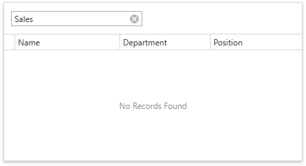 A filter/search query has no results.