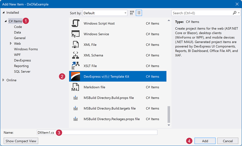 DevExpress Template Kit