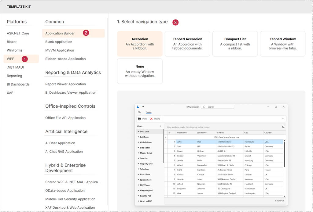 DevExpress Template Kit