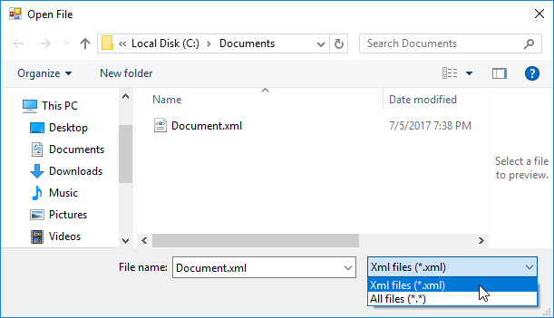 open file dialog