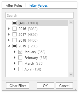 Filter values