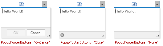 popup footer buttons
