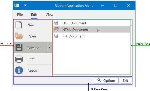 Ribbon - ApplicationMenu overview