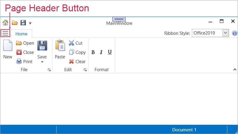Ribbon Page Header Button