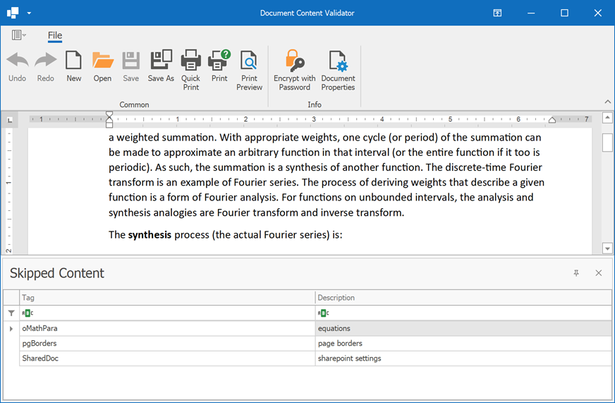 Rich Text Editor - Document Content Validator