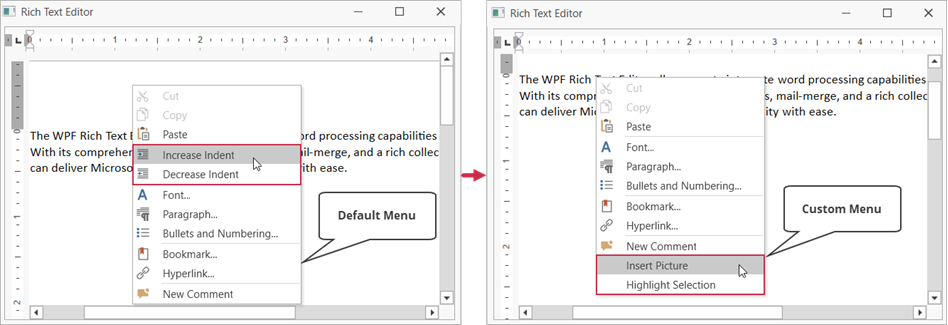 Custom context menu for the Rich Text Editor