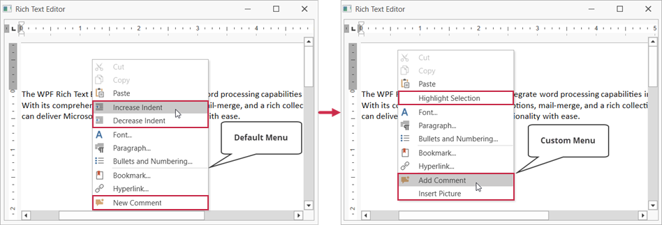 Custom context menu