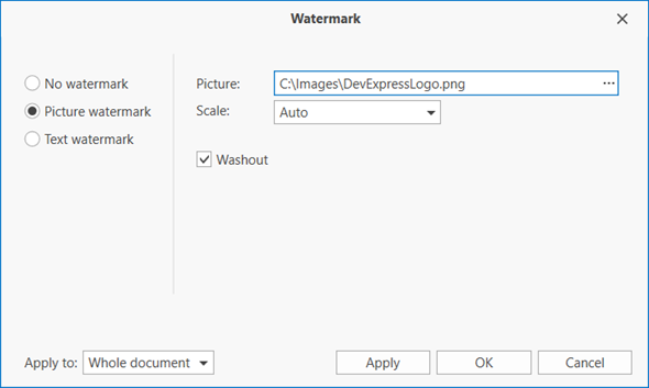 Rich Text Editor - Watermark Dialog