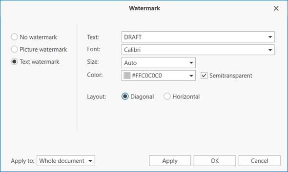 Rich Text Editor - Watermark Dialog