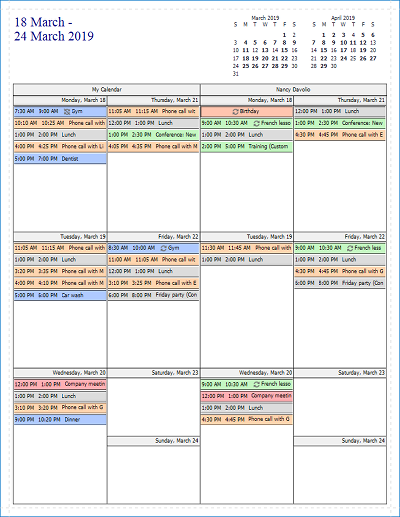 Scheduler Weekly Style Template