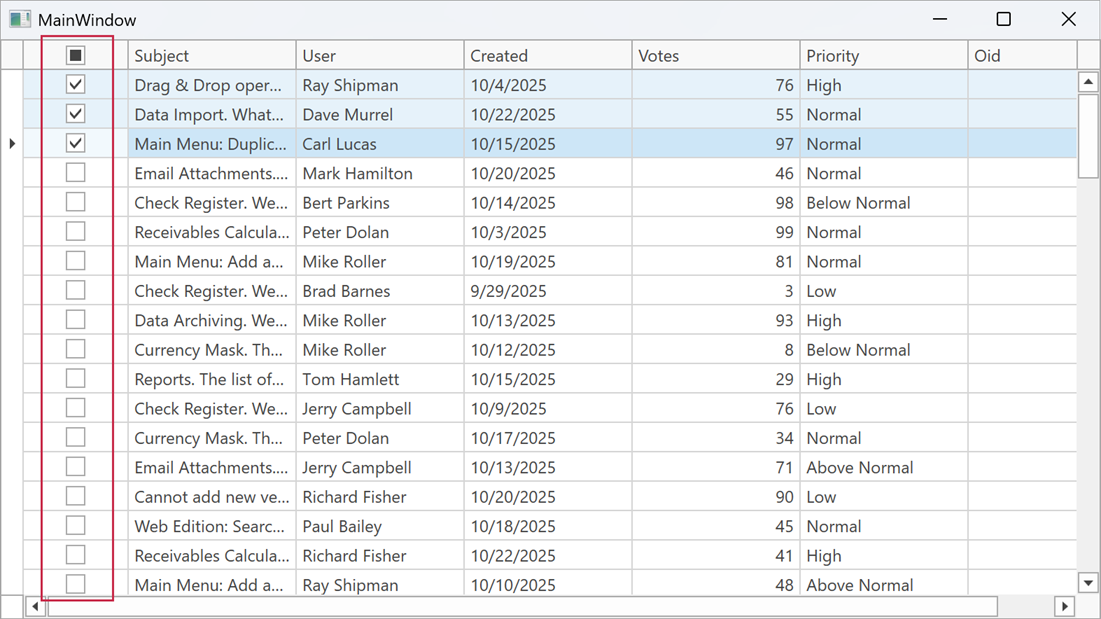 Check Box Selector Column Position - Left