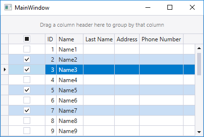 Show Checkbox Selector Column sample